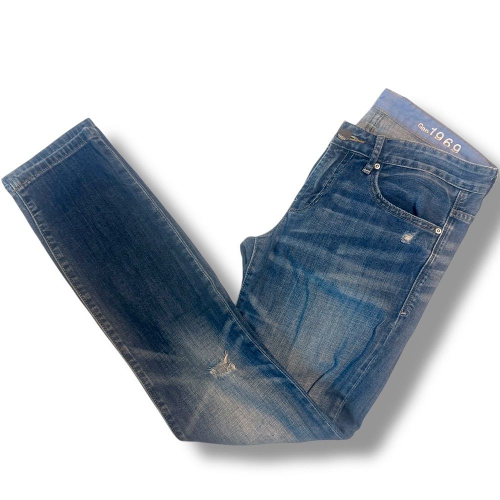 GAP | Skinny Medium Wash Distressed Blue Jeans